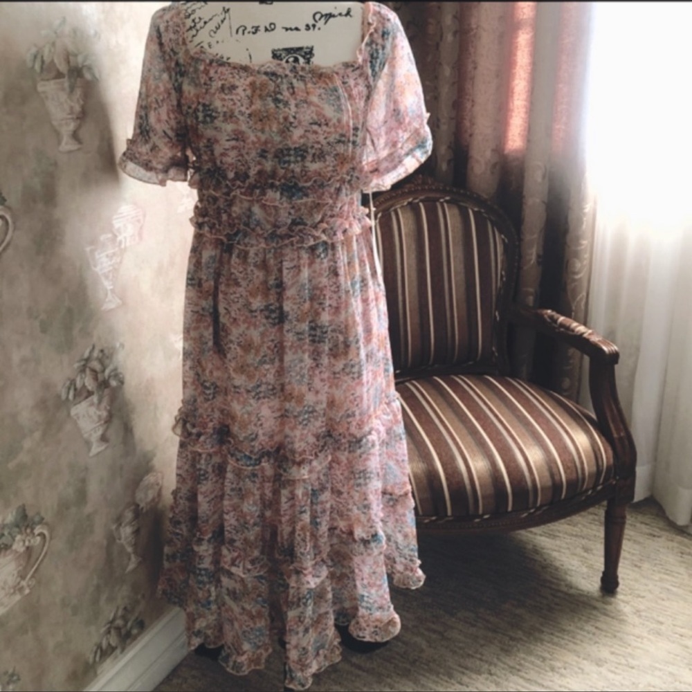 LOVE SAM /ANTHRO LARGE LOVE THE LABEL WATERLILY DRESS NWT - Picture 4 of 7